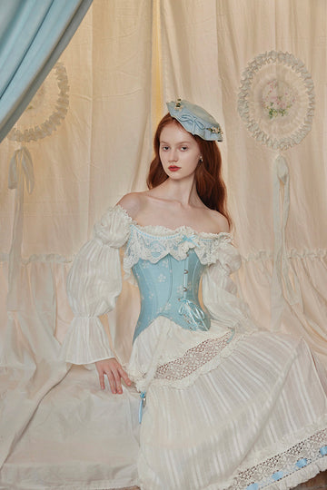 Waldena collectible boned corset & cotton French dress set